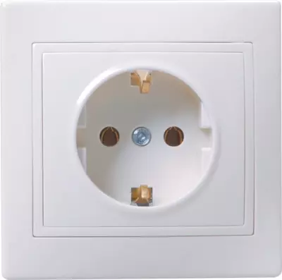 Розетка РС10-3-КБ 1-местная с з/к, без защитной шторки, 16 А КВАРТА (белый) IEK