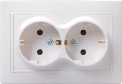 Розетка РС12-3-КБ 2-местная с з/к, без защитной шторки, 16 А КВАРТА (белый) IEK