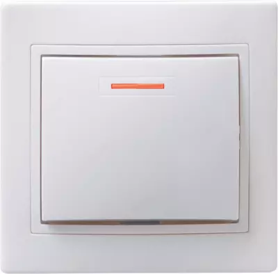 Выключатель ВС10-1-1-КБ 1-клавишный с индикацией 10 А КВАРТА (белый) IEK