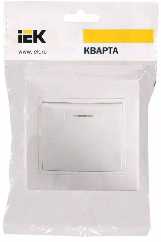 Выключатель ВС10-1-1-КБ 1-клавишный с индикацией 10 А КВАРТА (белый) IEK