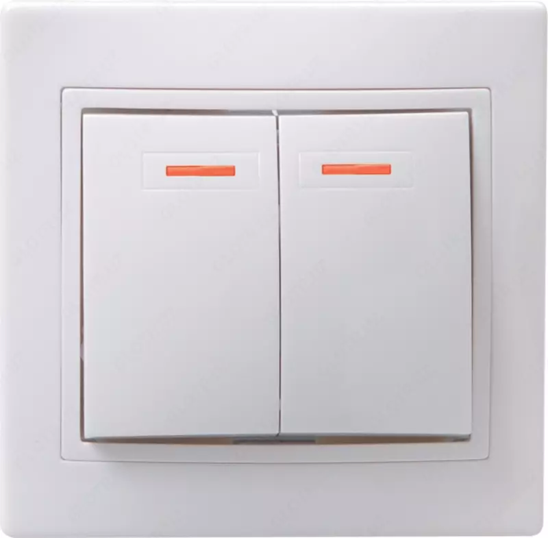 Выключатель ВС10-2-1-КБ 2-клавишный с индикацией 10 А КВАРТА (белый) IEK