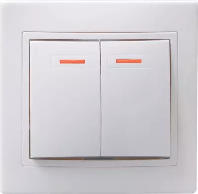 Выключатель ВС10-2-1-КБ 2-клавишный с индикацией 10 А КВАРТА (белый) IEK