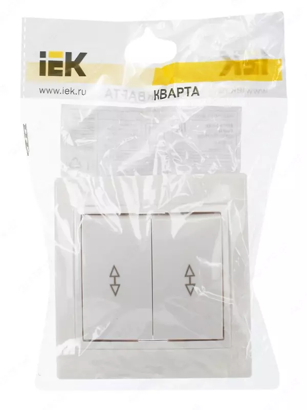 Выключатель ВСп10-2-0-КБ 2-клавишный проходной 10 А КВАРТА (белый) IEK
