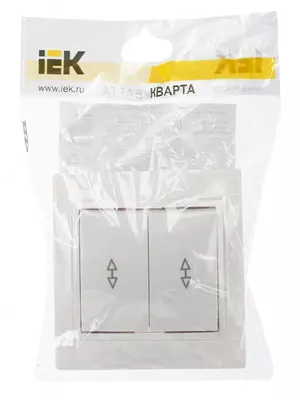 Выключатель ВСп10-2-0-КБ 2-клавишный проходной 10 А КВАРТА (белый) IEK