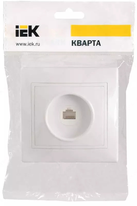 Розетка компьютерная 1-местная РК10-КБ КВАРТА (белый) IEK