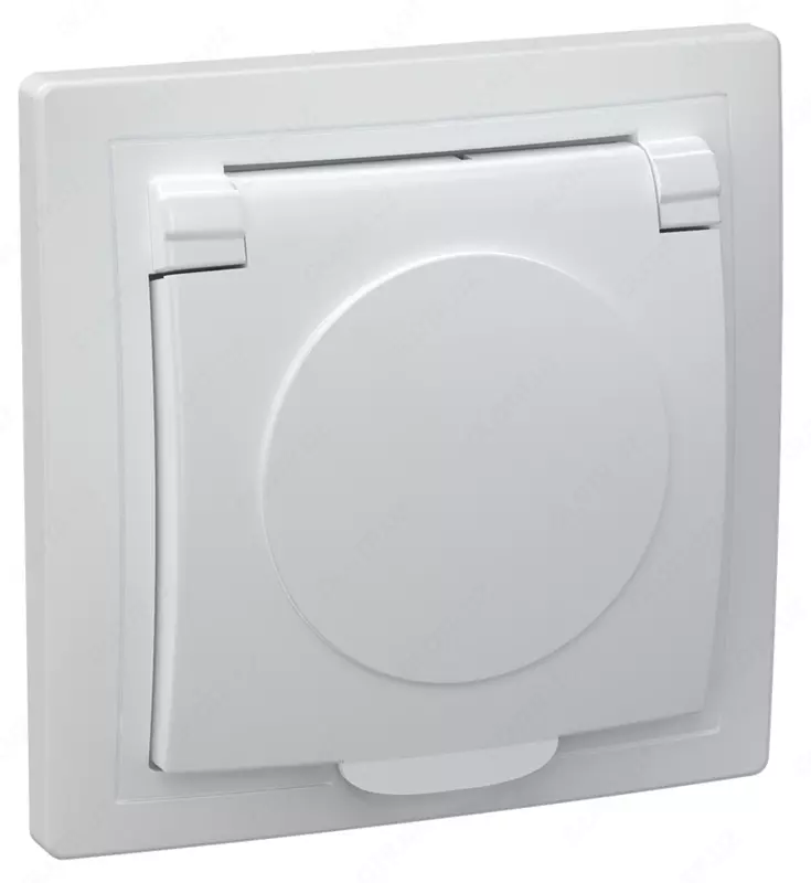 Розетка 1-местная РСб10-3-КБ с заземлением и крышкой 16 А КВАРТА (белый) IEK