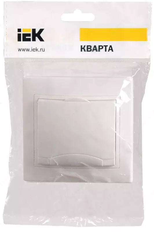Розетка 1-местная РСб10-3-КБ с заземлением и крышкой 16 А КВАРТА (белый) IEK