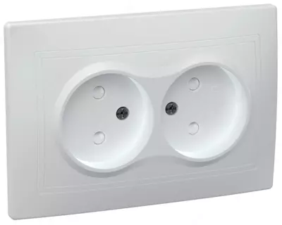 Розетка РСш12-2-КБ 2-местная без заземления, с защитной шторкой, 10 А КВАРТА (белый) IEK