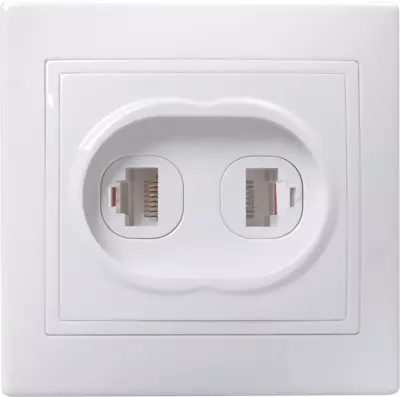 Розетка РК/Т12-КБ 2-местная, компьютерная и телефонная КВАРТА (белый) IEK