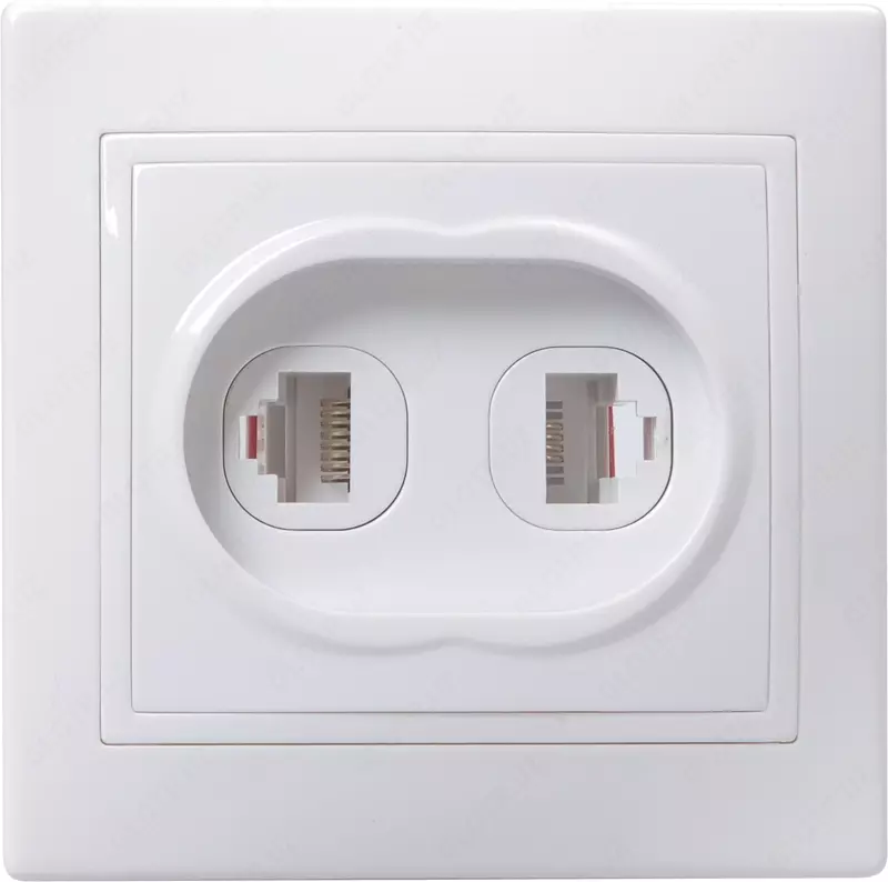 Розетка РК/Т12-КБ 2-местная, компьютерная и телефонная КВАРТА (белый) IEK