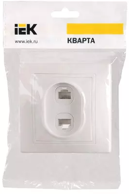 Розетка РК/Т12-КБ 2-местная, компьютерная и телефонная КВАРТА (белый) IEK