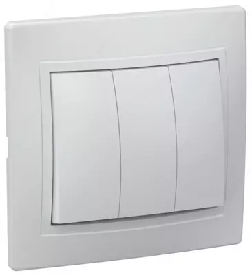 Выключатель ВС10-3-0-КБ 3-клавишный 10 А КВАРТА (белый) IEK