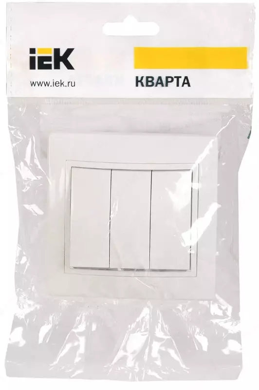 Выключатель ВС10-3-0-КБ 3-клавишный 10 А КВАРТА (белый) IEK