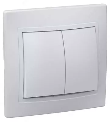 Выключатель ВС10-2-0-КБ 2-клавишный 10 А КВАРТА (белый) IEK