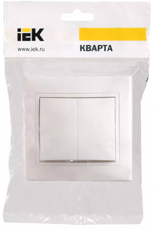 Выключатель ВС10-2-0-КБ 2-клавишный 10 А КВАРТА (белый) IEK