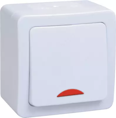 Выключатель ВС20-1-1-ГПБ 1-клавишный с индикацией о/у IP54 ГЕРМЕС PLUS (белый) IEK