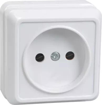 Розетка 1-местная РС20-2-ОБ без з/к открытой установки, 10А ОКТАВА (белый) GENERICA