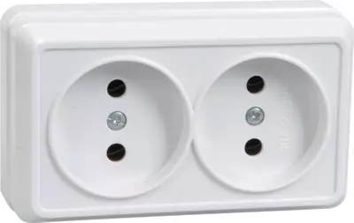 Розетка 2-местная РС22-2-ОБ без з/к открытой установки, 10А ОКТАВА (белый) GENERICA