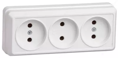 Розетка 3-местная РС23-2-ОБ без з/к открытой установки, 10А ОКТАВА (белый) GENERICA