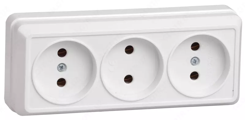 Розетка 3-местная РС23-2-ОБ без з/к открытой установки, 10А ОКТАВА (белый) GENERICA