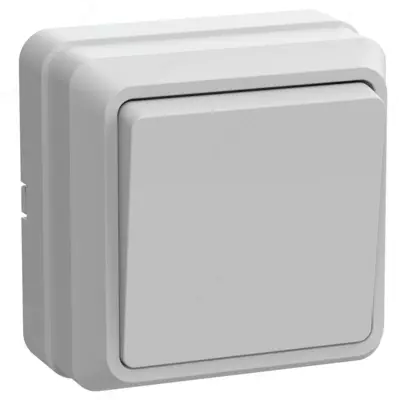 Выключатель ВСк20-1-0-ОБ 1-клавишный открытой установки, 10А ОКТАВА (белый) GENERICA