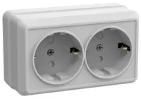 Розетка 2-местная РСш22-3-ОБ открытой установки с з/к и шторкой