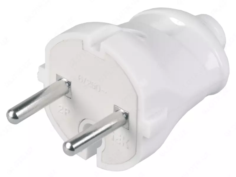 Вилка разборная прямая ВПп20-01-Ст без заземляющего контакта 6А белая IEK - 7 800 сум
