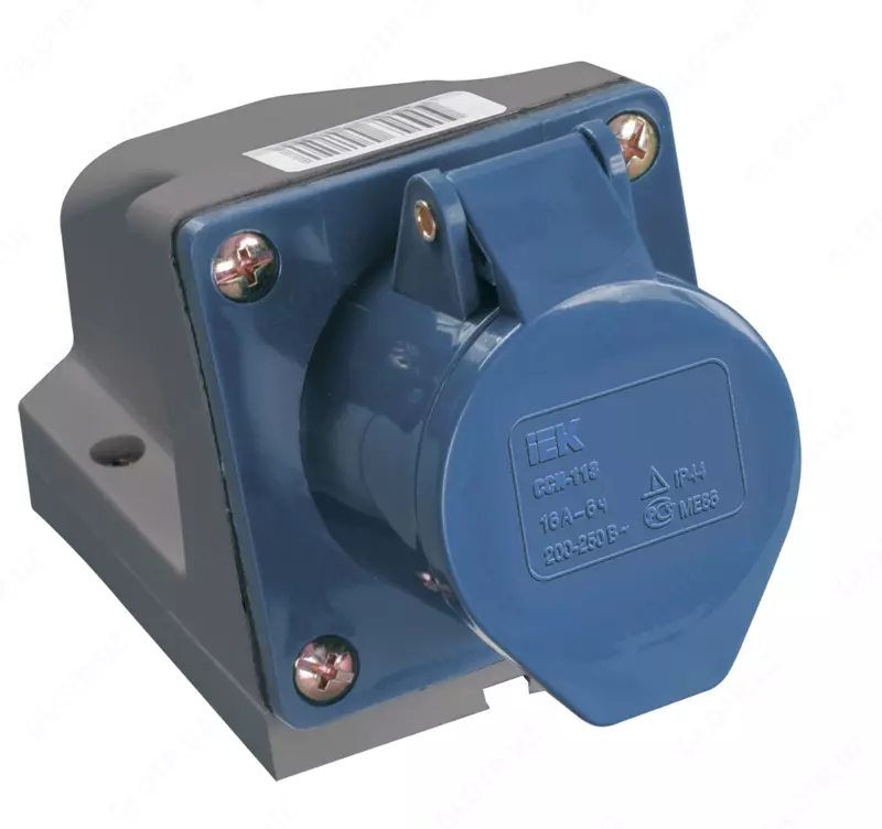Розетка стационарная ССИ-123 32А-6ч 220В 2P+PE IP44 IEK