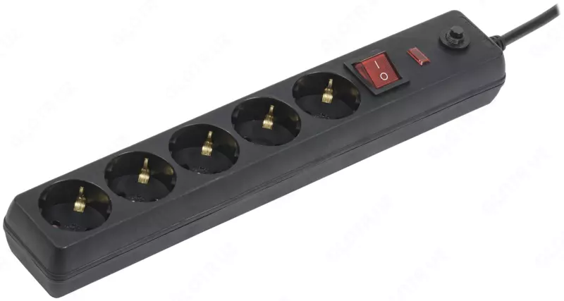 SF-05K 16A kuchlanish filtri 5 o'rinli topraklama 2P+PE/5 metr 3x1mm2 qora IEK
