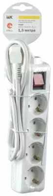 Удлинитель У04К-выкл. 4 места 2P+PE/3метра 3х1мм2 16А/250 IEK