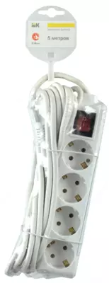 Удлинитель У04К-выкл. 4 места 2P+PE/5 метров 3х1 мм2 16А/250 IEK
