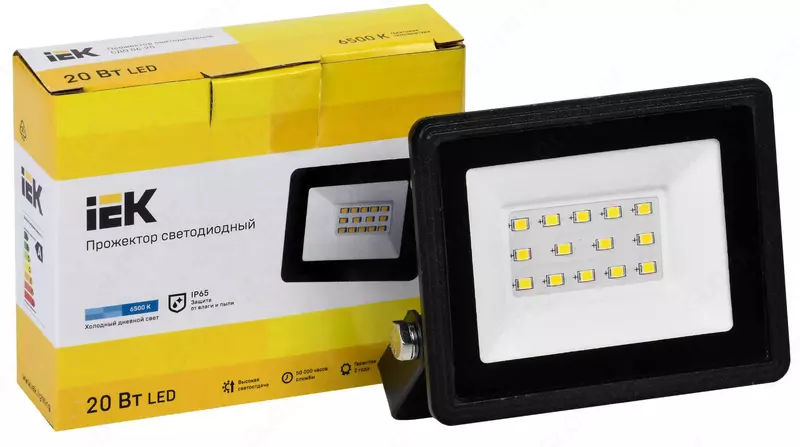 Floodlight SDO 06-20 LED qora IP65 6500K IEK