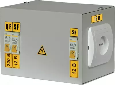 Pastga tushiruvchi transformatorli quti YATP-0.25 230/36-3 36 UHL4 IP30 IEK