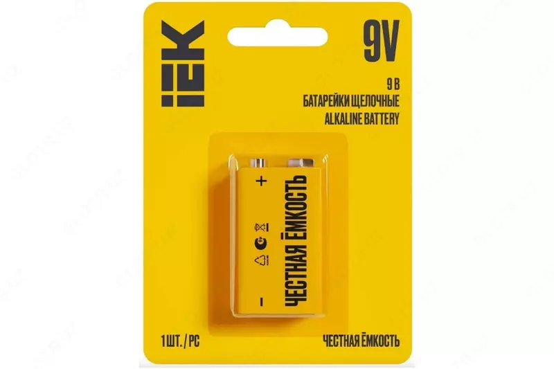 Батарейка щелочная Alkaline 6LR61 9V (1шт/блистер) IEK