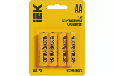 Батарейка щелочная Alkaline LR06/AA (4шт/блистер) IEK