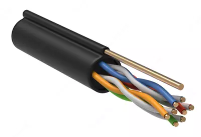 ITK Витая пара U/UTP кат.5E 4х2х24AWG LDPE трос 1,2 мм черный (305 м)