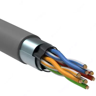 ITK Кабель связи витая пара F/UTP, кат.5E 4x2х24AWG solid, PVC, 305 м, серый