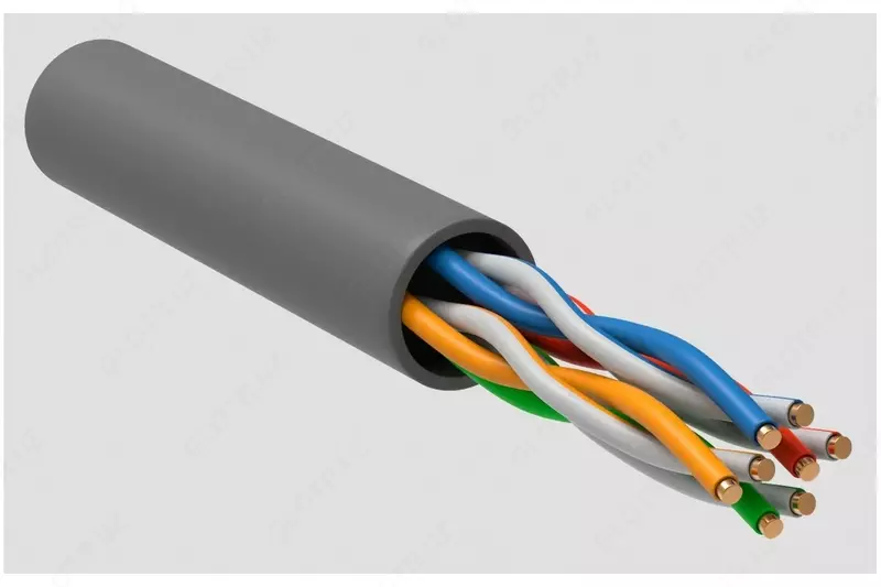 Кабель витая пара U/UTP кат. 5E 100МГц 4 пары PVC INDOOR 1м серый (100м) GENERICA