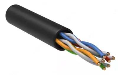 ITK Twisted pair U/UTP cat.6 4x2x23AWG qattiq LDPE qora (305m)