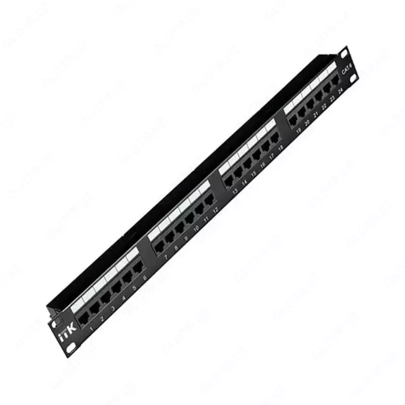 ITK Патч-панель 19" (1U) UTP,  24 порта RJ-45, кат.6 , с кабельным органайзером