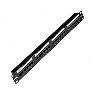 ITK Патч-панель 19" (1U) UTP,  24 порта RJ-45, кат.6 , с кабельным органайзером