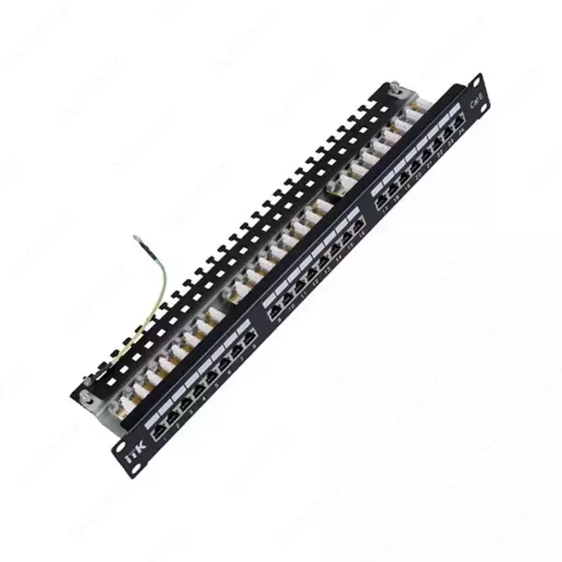 ITK Патч-панель 19" (1U) UTP,  24 порта RJ-45, кат.6 , с кабельным органайзером