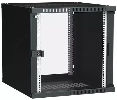 ITK shkafi LINEA WE 9U 600x600 mm eshik oynasi qora