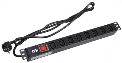 ITK PDU 8 soket C13 LED kalitli, 1U, shnur 2m vilka nemis standarti