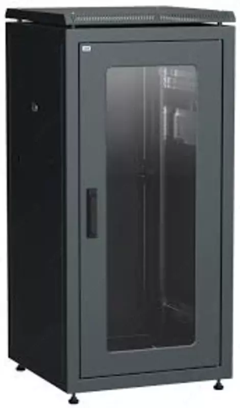 ITK LINEA N Шкаф сетевой 19" 28U 600х1000мм стеклянная передняя дверь черный