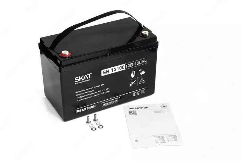  Аккумулятор свинцово-кислотный SKAT SB 12100 тип AGM 12V 100Ач Iзар.30А  клеммы под болт М6 (арт.2542) Только в розницу