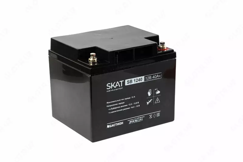 Аккумулятор свинцово-кислотный SKAT SB 1226 тип AGM 12V 26Ач Iзар.7 8А  клеммы под болт М5 (арт.2537)