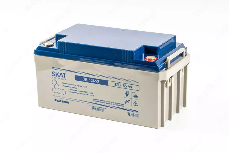   Аккумулятор свинцово-кислотный SKAT SB 1265S тип AGM 12V 65Ач Iзар.26А  клеммы под болт М6 (арт.8972)