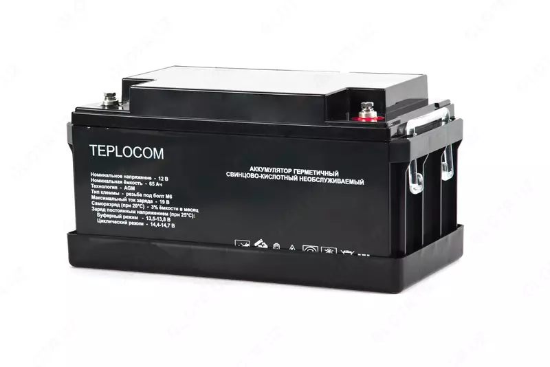  АКБ TEPLOCOM 65Ач герметичный свинцово-кислотный необслуживаемый AGM 12В 65Ач (арт.435) - 