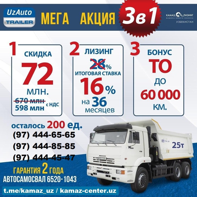 ‼️АКЦИЯ‼️ Автосамосвал КАМАЗ 6520-1043 6х4.